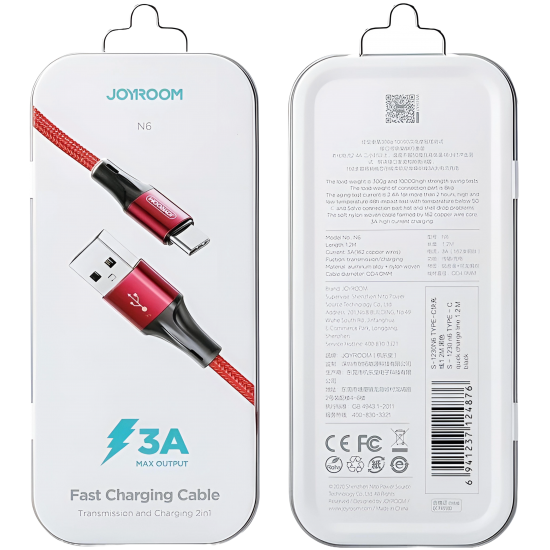 Cable Charger Mobile Joyroom Fast Usb To Micro Usb S-1230N6 1.2M Red